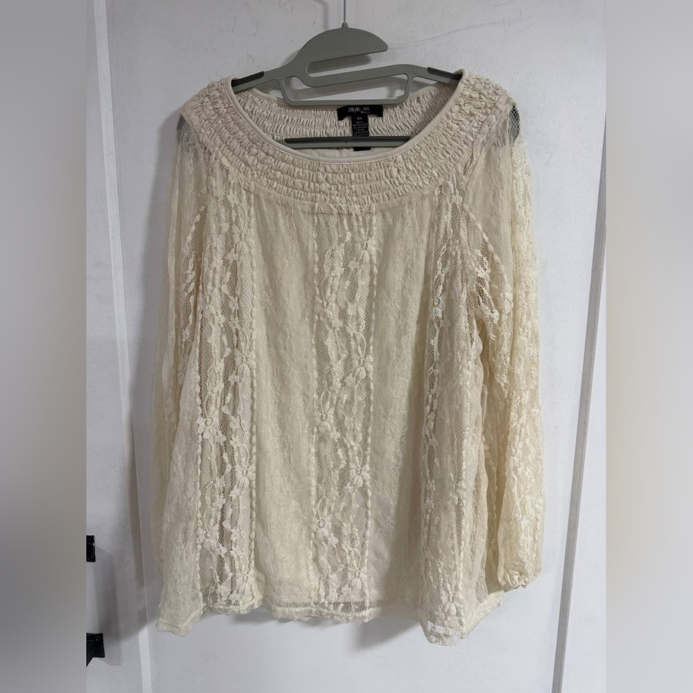 Style & Co. Cream Lace Blouse